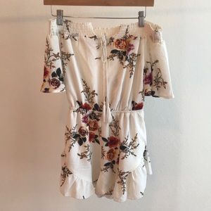 White Floral off the shoulder romper